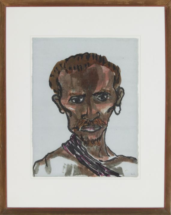 Emil Nolde - Hagerer Männerkopf mit hellbraunem Haar - Frame image