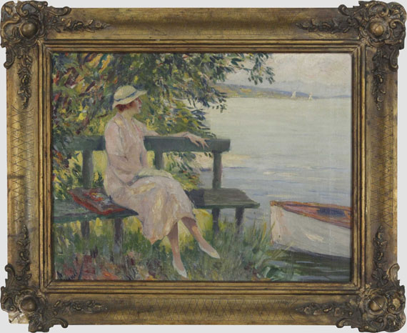 Edward Cucuel - Die grüne Bank - Frame image