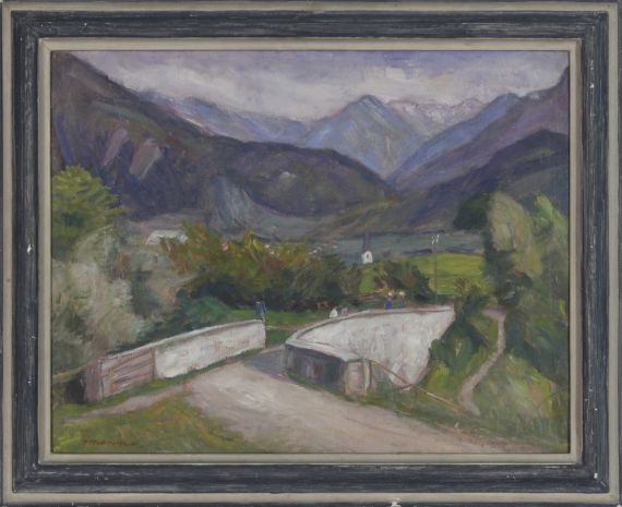Otto Modersohn - Zillenbachbrücke (Weg nach Gailenberg oberhalb von Hindelang im Allgäu) - Frame image