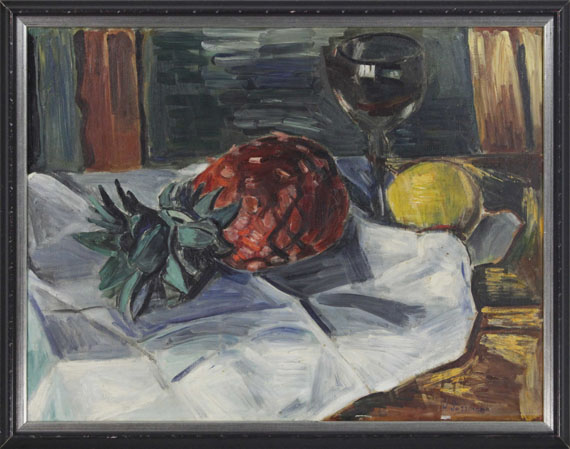 Hans Purrmann - Stillleben mit Ananas, Zitrone und Weinglas - Frame image