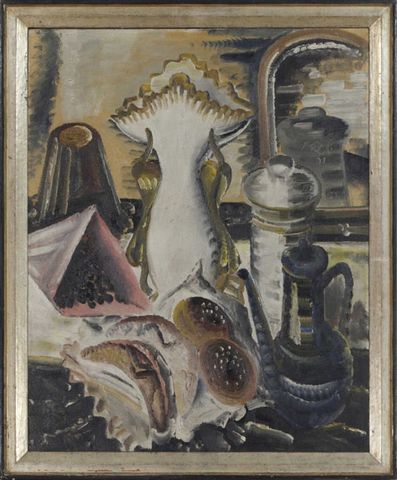 Paul Kleinschmidt - Stillleben mit Kaffeekanne, Korinthen und Obst - Frame image