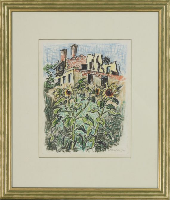 Hermann Max Pechstein - Sonnenblumen im Garten - Frame image