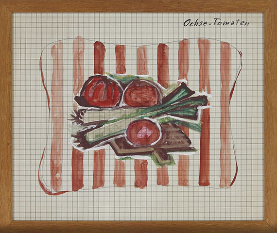 Otto Dix - Lauch und Tomaten / Ochse (Entwurfszeichnungen) - Frame image