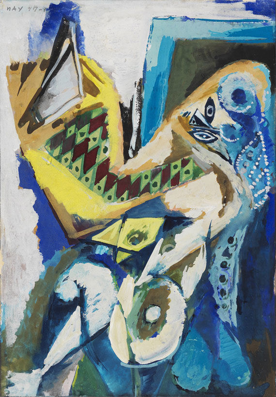 Ernst Wilhelm Nay - Blaue Sitzende mit Spiegel I