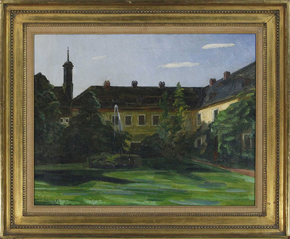 Wilhelm Trübner - Hof im Stift Neuburg mit Springbrunnen II - Frame image