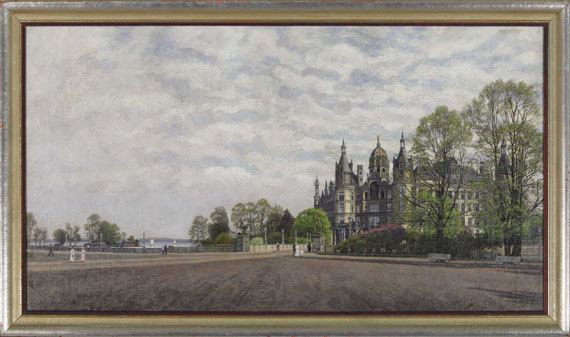 Carl Malchin - Blick auf Schloss Schwerin - Frame image