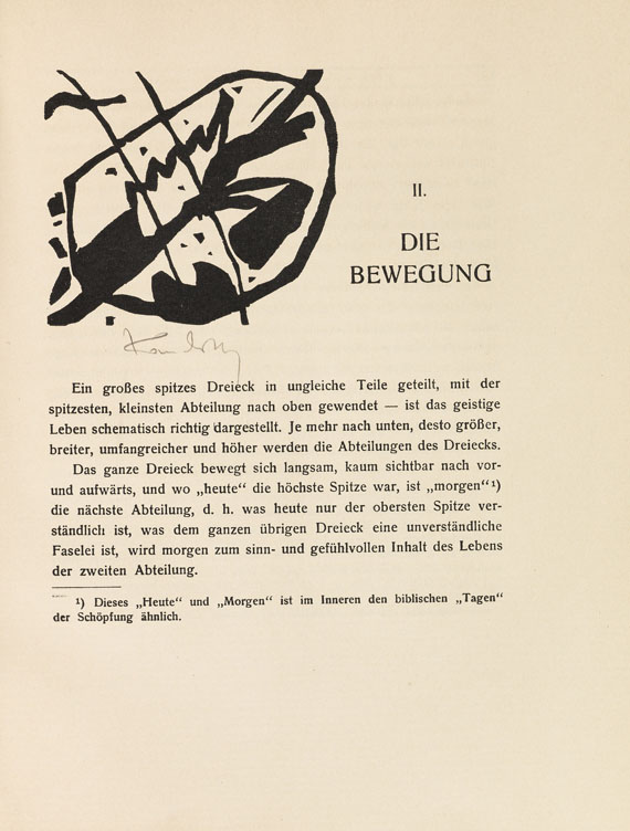 Wassily Kandinsky - Über das Geistige in der Kunst. 3. Aufl. Widmungs-Ex. mit sign. Holzschnitten - 