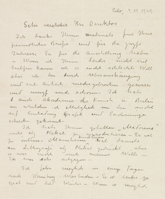 Edvard Munch - Eigh. Brief, 7. Nov. 1929