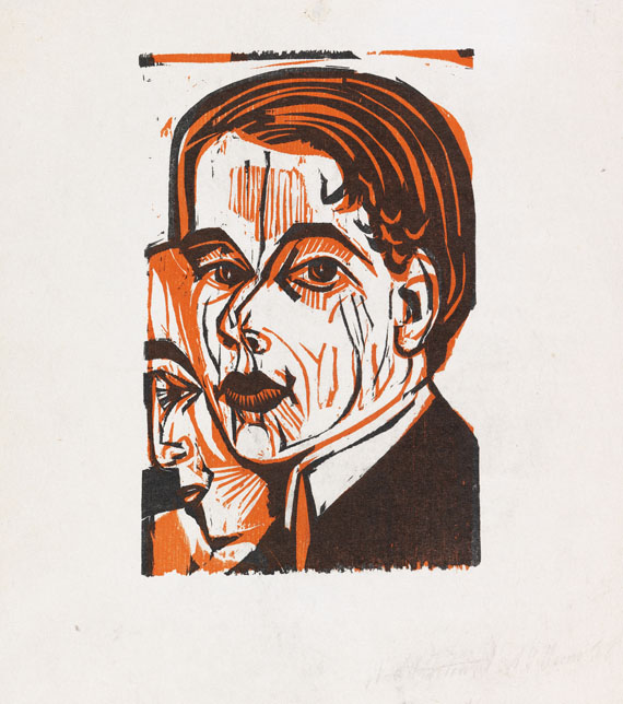 Ernst Ludwig Kirchner - Selbstbildnis mit Frauenprofil