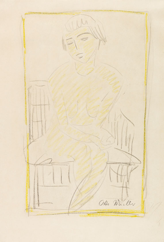 Otto Mueller - Auf dem Stuhl sitzender Mädchenakt