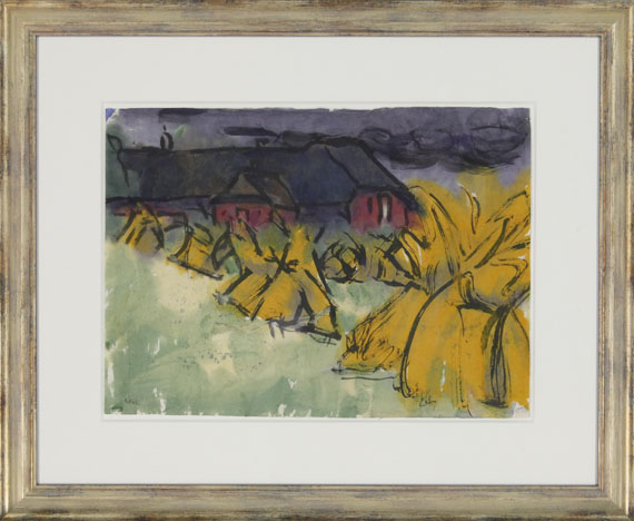 Emil Nolde - Bauernhof mit Korndiemen - Frame image