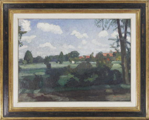 Modersohn - Sommerliche Wiesen bei Fischerhude (recto: Herbsttag an der Wümme)