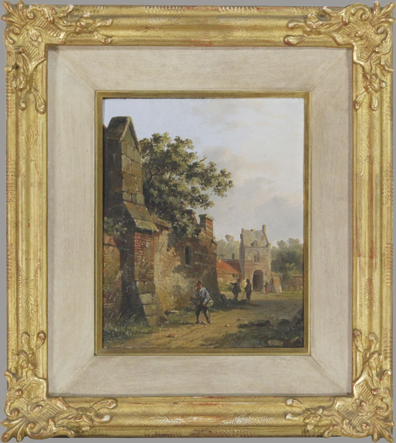 Adrianus Eversen - Figuren an einer Stadtmauer [Figuren bijeen stadtmuur] - Frame image