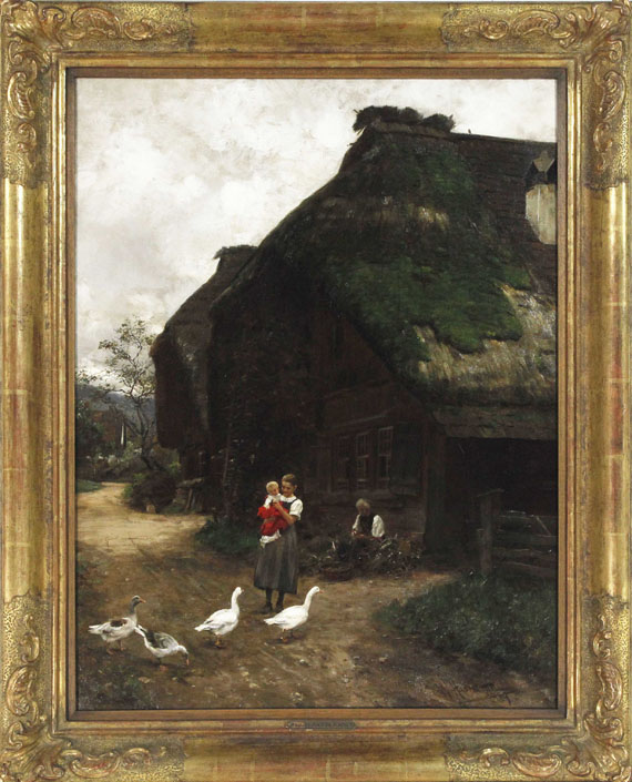 Wilhelm Hasemann - In der Dorfgasse - Frame image