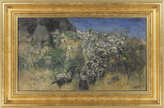 Wilhelm Kuhnert - Fliehende Zebraherde - Frame image