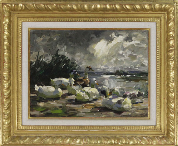 Koester - Enten am Ufer (schöne Wolkenstimmung)