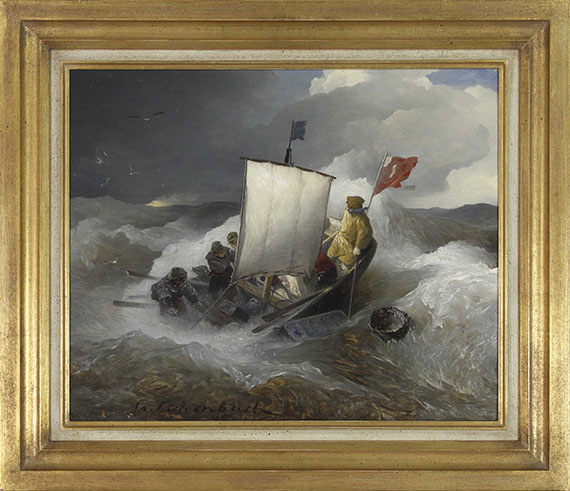 Andreas Achenbach - Fischerboot auf stürmischer See - Frame image