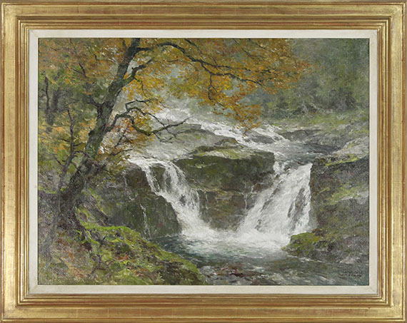 Edward Harrison Compton - Wildbach im herbstlichen Gebirge - Frame image