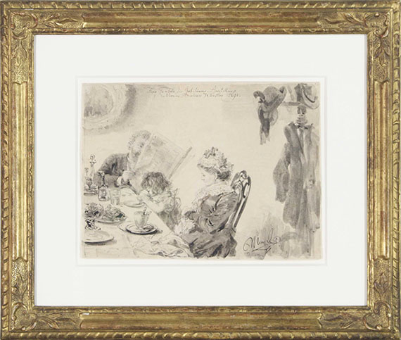 Adolph von Menzel - Frühstücksstunde (Familie im Kaffeehaus) - Frame image