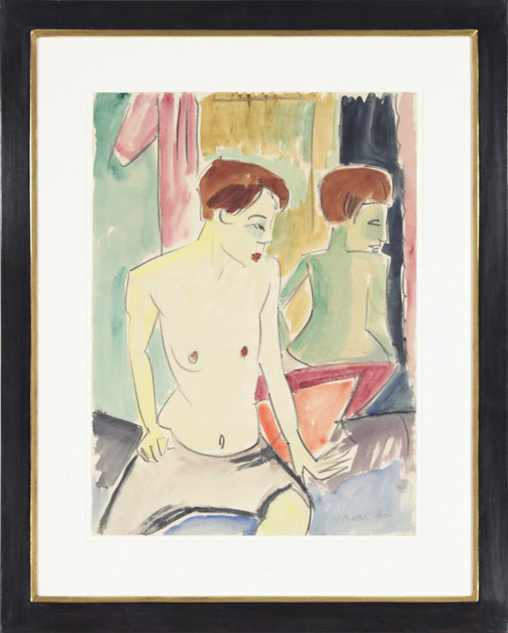 Hermann Max Pechstein - Akt II (Sitzende Frau vor Spiegel) - Frame image