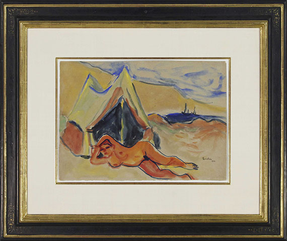 Hermann Max Pechstein - Liegender Akt am Strand - Frame image