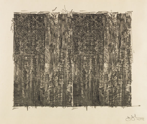 Jasper Johns - Two Flags (Gray)