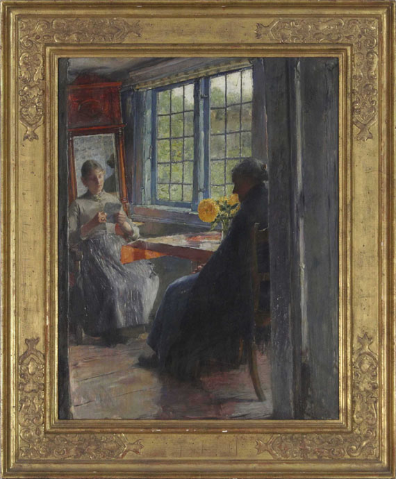 Gotthardt Kuehl - Frauen am Gartenfenster - Frame image