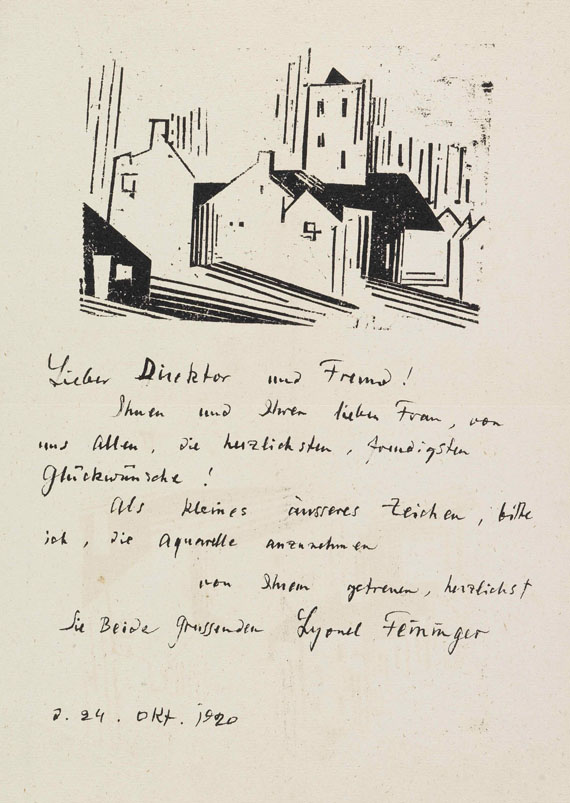 Lyonel Feininger - Eigenhändiger Brief. 24. Okt. 1920