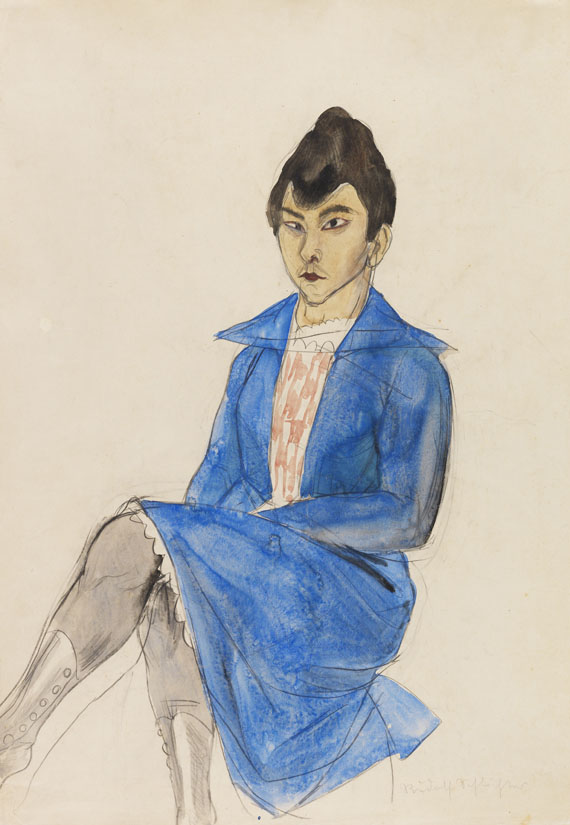 Rudolf Schlichter - Frau mit blauem Kleid