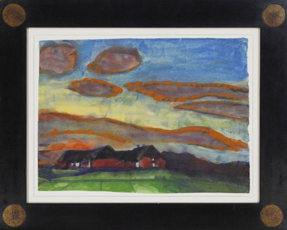 Emil Nolde - Hof Seebüll unter Abendhimmel - Frame image