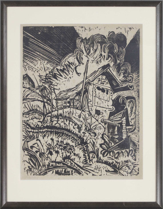 Ernst Ludwig Kirchner - Berghaus mit Gewitterwolke (Alphütte bei Gewitter) - Frame image