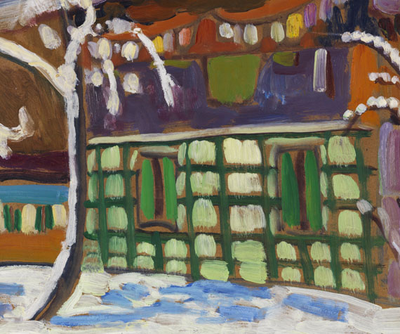 Gabriele Münter - Haus mit Schneebäumen in Kochel