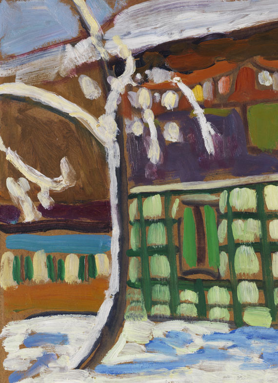 Gabriele Münter - Haus mit Schneebäumen in Kochel - 