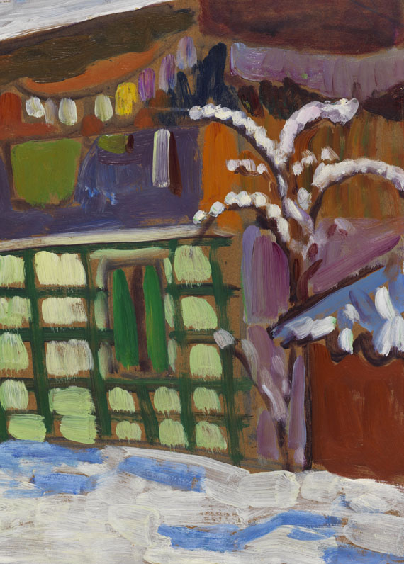 Gabriele Münter - Haus mit Schneebäumen in Kochel