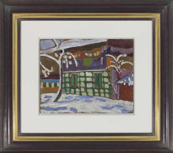 Gabriele Münter - Haus mit Schneebäumen in Kochel - Frame image