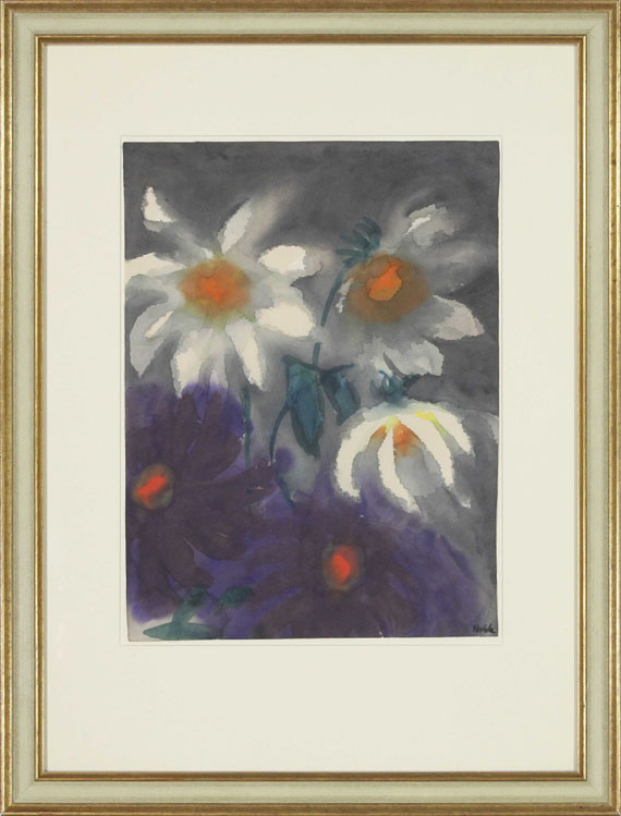 Emil Nolde - Violette und weiße Dahlien - Frame image