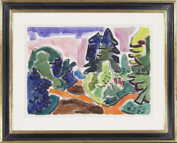 Karl Schmidt-Rottluff - Weg Sträuche Bäume - Frame image