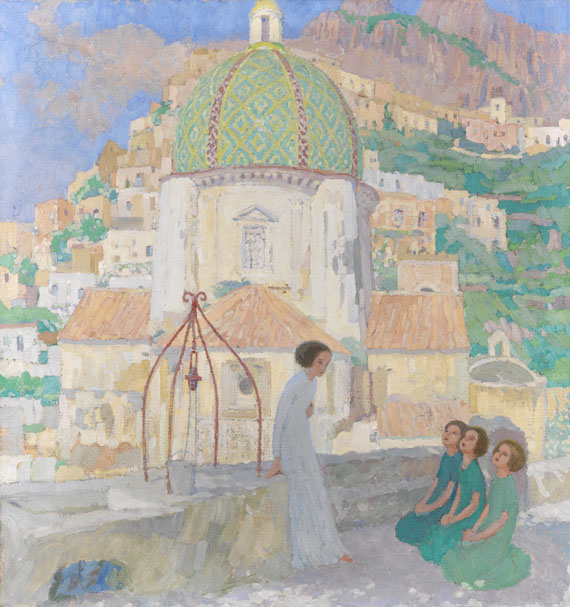 Carl Plückebaum - Mädchen am Brunnen vor Santa Maria Assunta, Positano