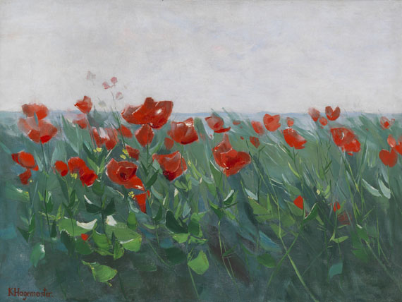 Karl Hagemeister - Roter Mohn am Seeufer