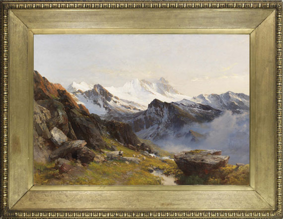 Edward Theodore Compton - Großglockner von der Prager Hütte aus, früh - Frame image