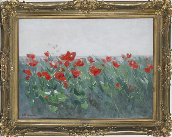 Karl Hagemeister - Roter Mohn am Seeufer - Frame image