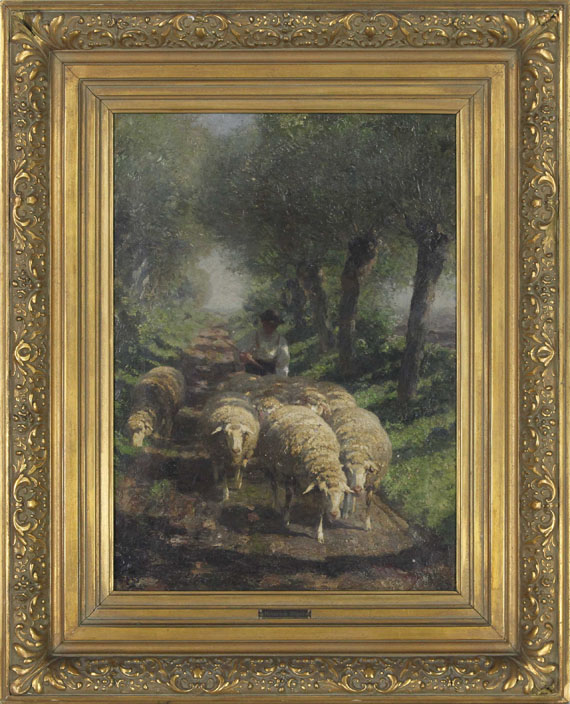 Heinrich von Zügel - Schäfer mit Herde bei Dachau - Frame image