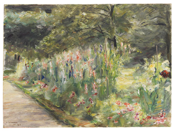 Záhradné záhony Max liebermann s cestičkami a kvetmi
