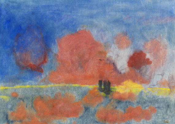 Emil Nolde - Meer mit roten Wolken und dunklen Seglern