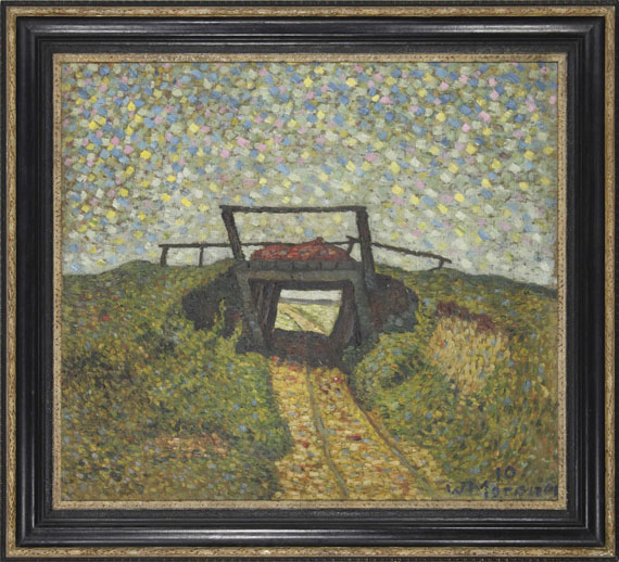 Wilhelm Morgner - Landschaft mit kleiner Brücke bei Soest - Frame image