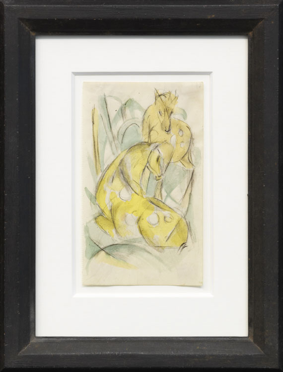 Franz Marc - Zwei gelbe Tiere (Zwei gelbe Rehe) - Frame image