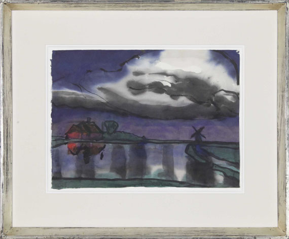 Emil Nolde - Friesisches Bauernhaus und Windmühle - Frame image