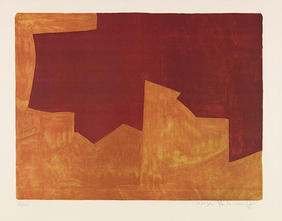 Serge Poliakoff - Composition lie-de-vin et orange