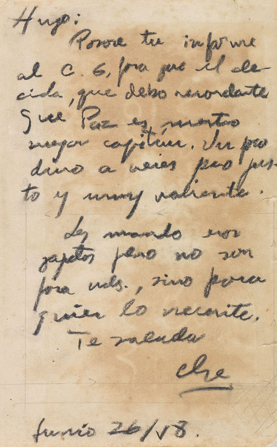  Che Guevara - Eigenhändiger Brief, 1958