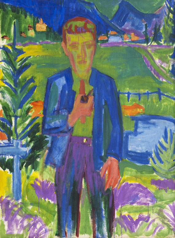 Hermann Scherer - Paar in der Landschaft (recto), Porträt eines Mannes mit einer Pfeife (verso) - 